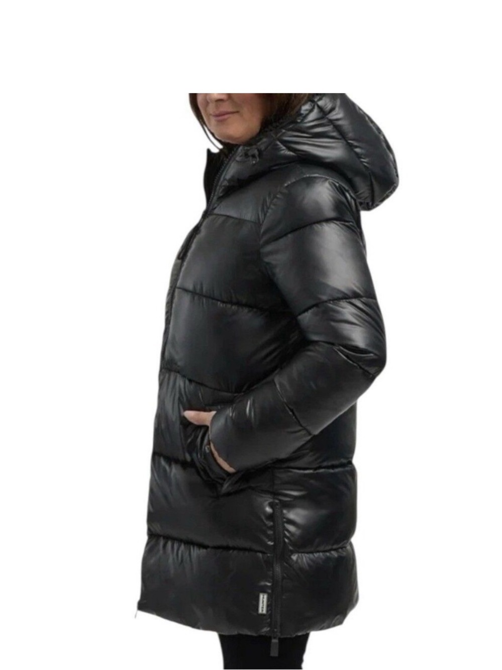 NWT Hunter Women's Black Puffer Coat with Hood - Picture 3 of 5